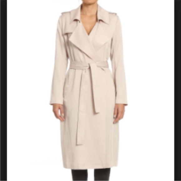 NWT Badgley Mischka Belle belted trench coat Fog - Picture 4 of 9